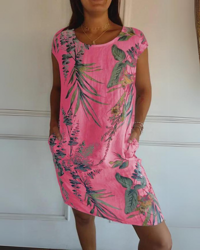 SERAFINA - COTTON LINEN PRINTED DRESS