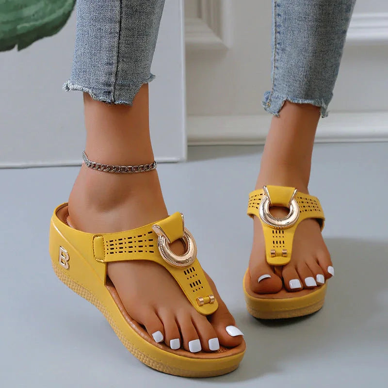 ADELAIDE | Leather Wedge Sandals