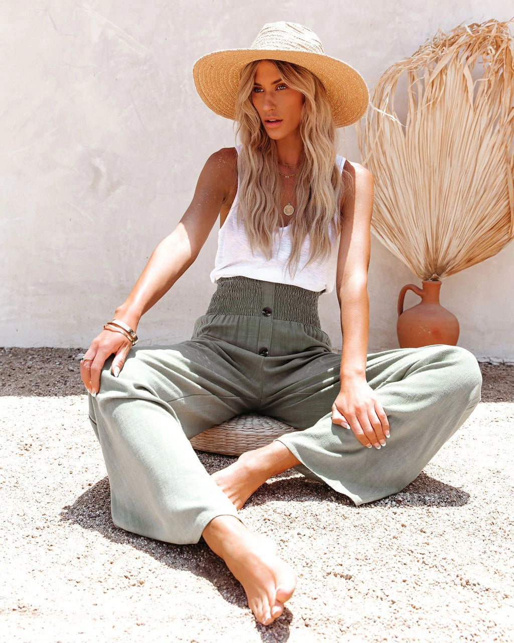 JAI - Linen Pants With High Waist