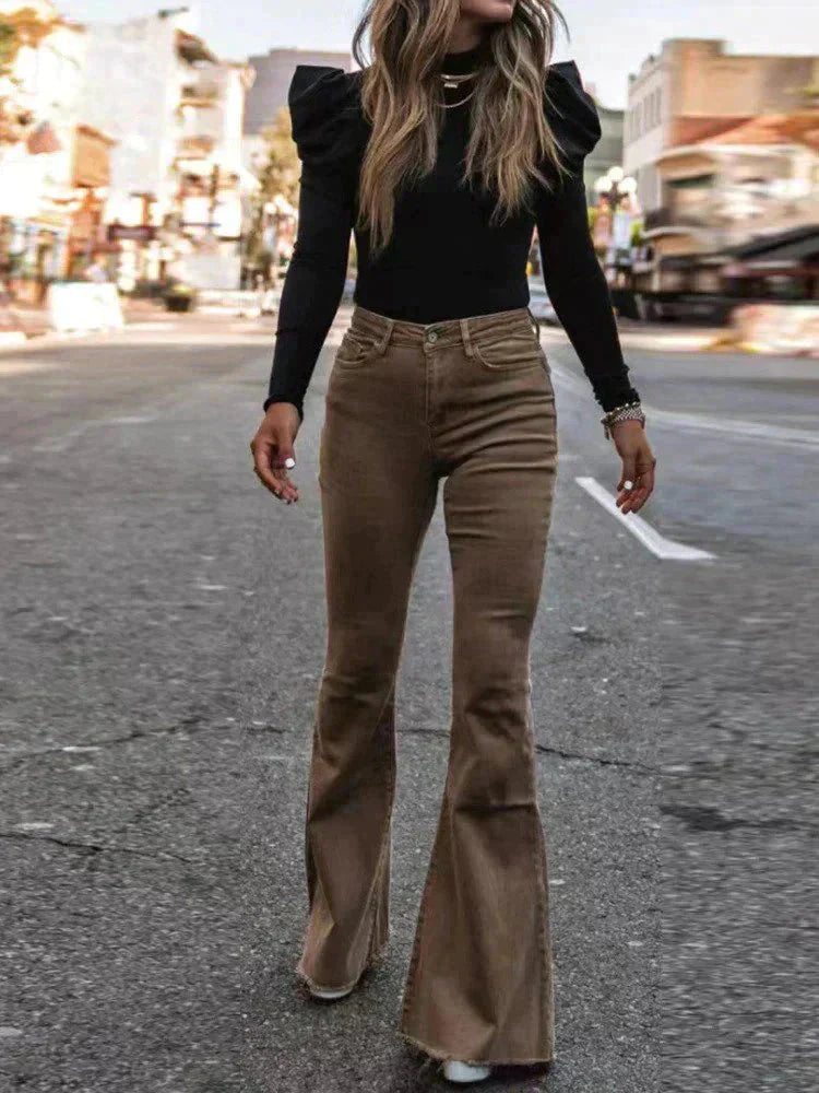 Briana Flared Corduroy Pants | Trendy comfortable bell-bottom pants