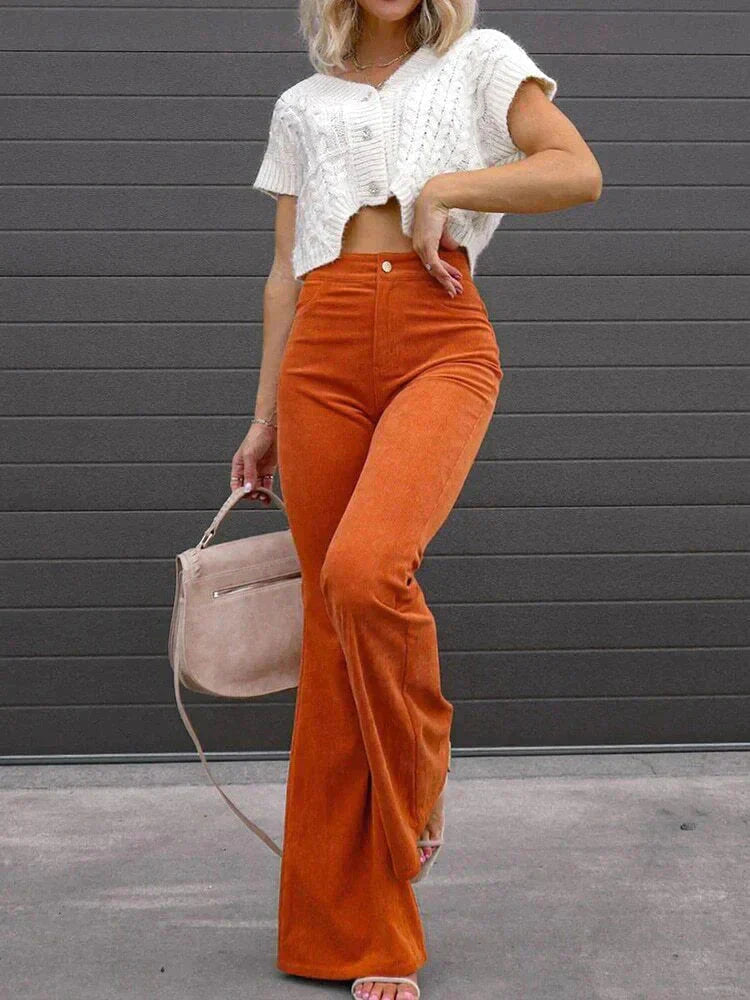 Briana Flared Corduroy Pants | Trendy comfortable bell-bottom pants