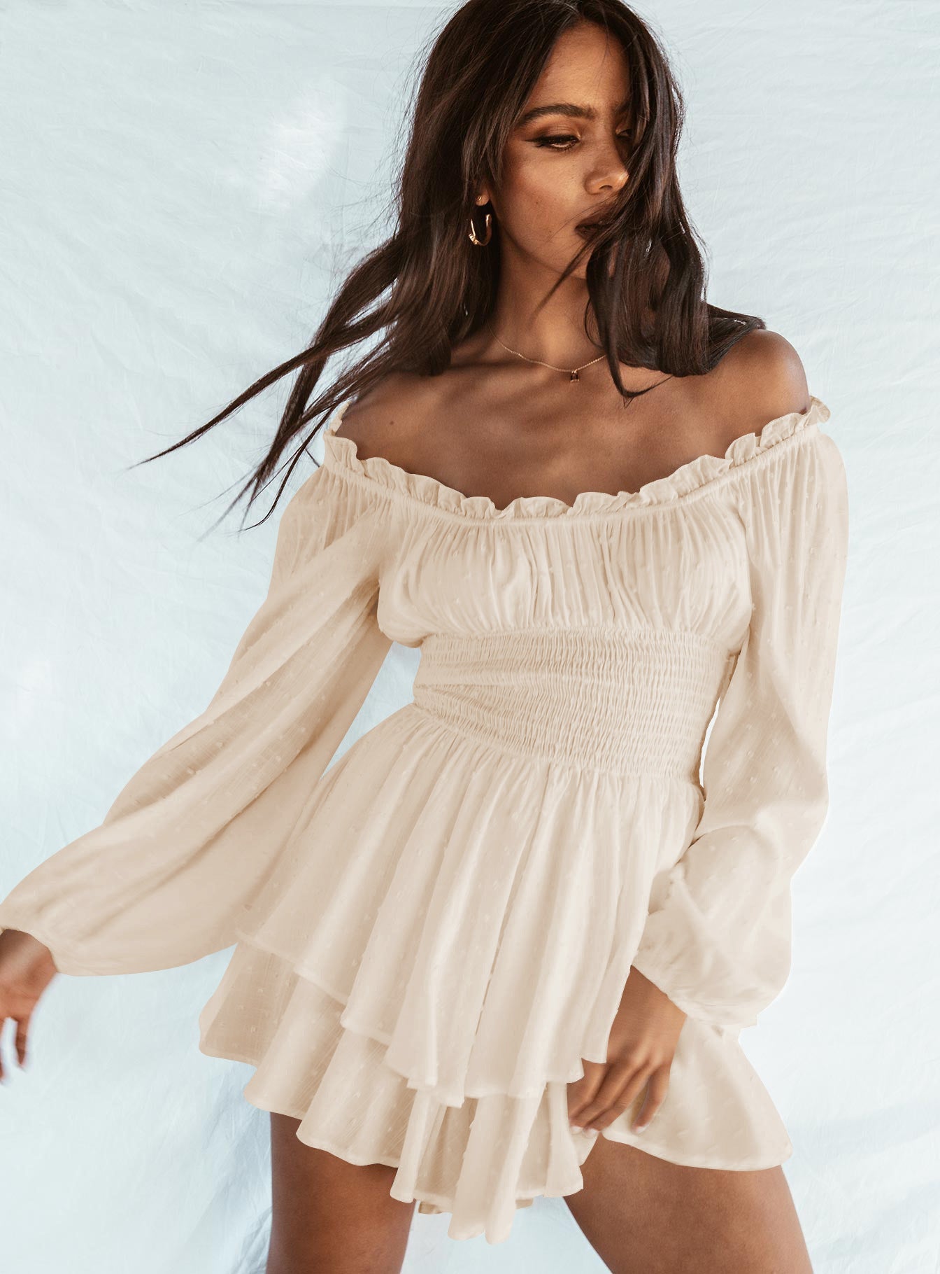 Melissa - Summer Dress with Off Shoulder and Ruffles