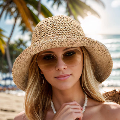 Elegant wide-brimmed folding sun hat | Phoebe