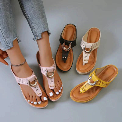 ADELAIDE | Leather Wedge Sandals