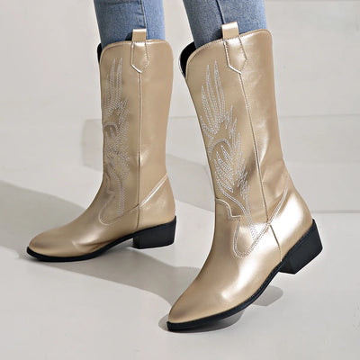 AMELIA | Stylish PU Leather Soft Lining Cowboy Boots