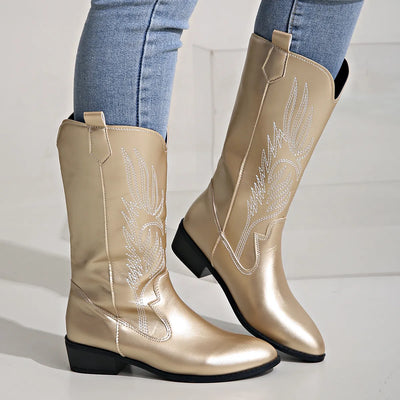 AMELIA | Stylish PU Leather Soft Lining Cowboy Boots