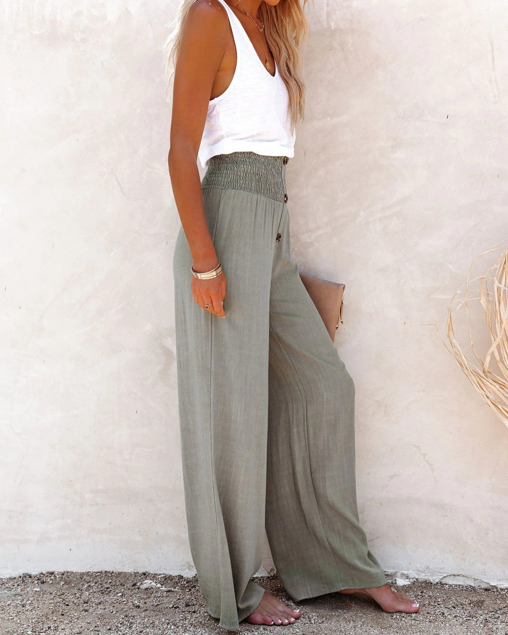 JAI - Linen Pants With High Waist