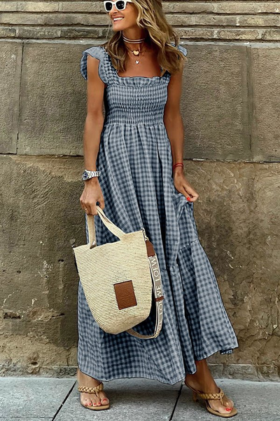 Selene | Classic Check Maxi Dress