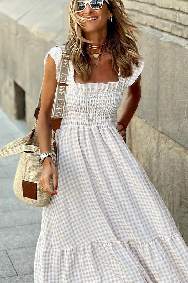 Selene | Classic Check Maxi Dress