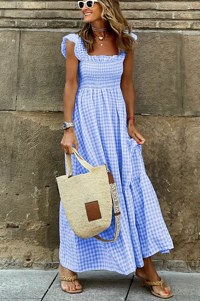 Selene | Classic Check Maxi Dress